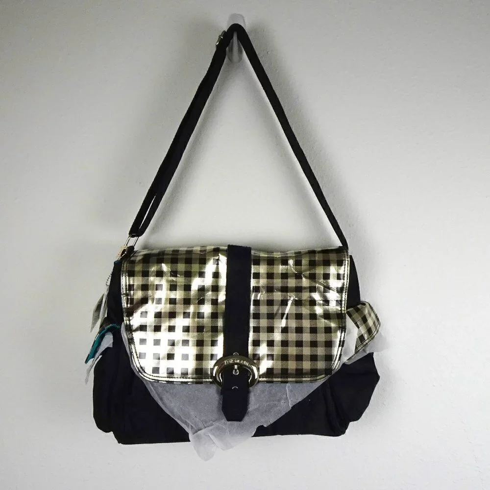 Kalencom Baby Diaper Bag Infant Black Gold + Bottle Bag Zip Pouch Changing Pad